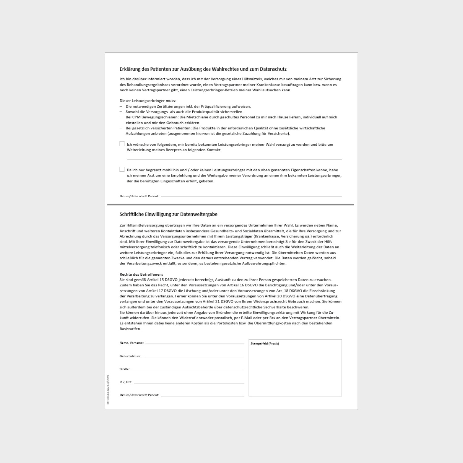 Patientenwahlrecht und der Datenschutzverordnung 